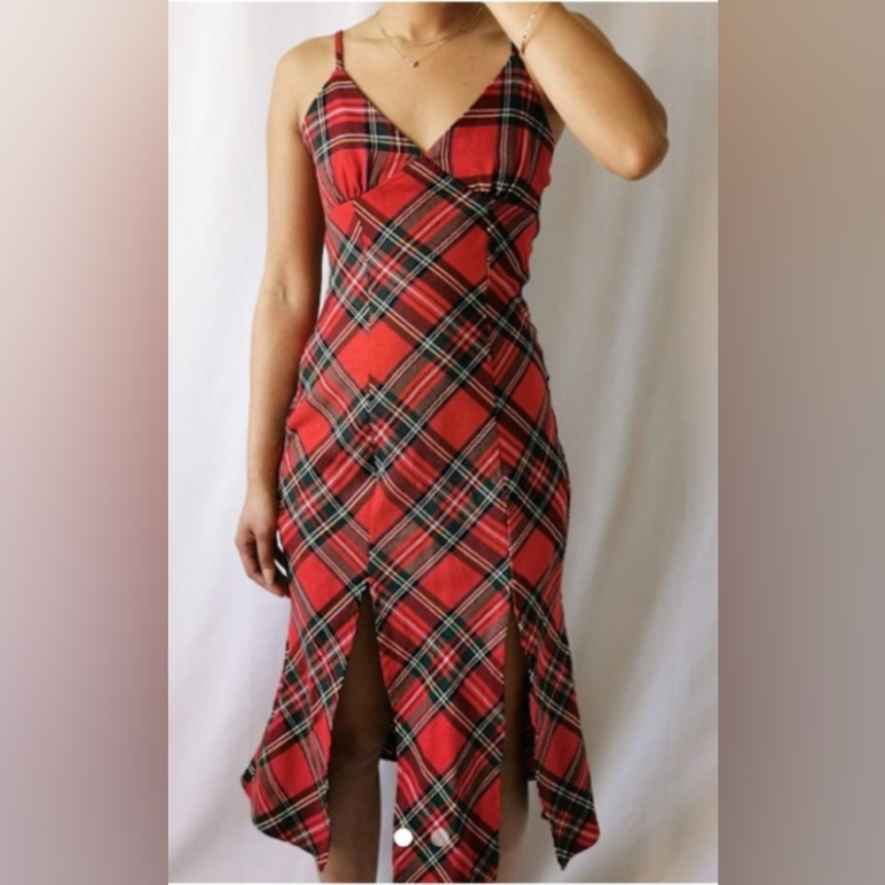 NWOT/Shein - Plaid Split Midi Dress ✨